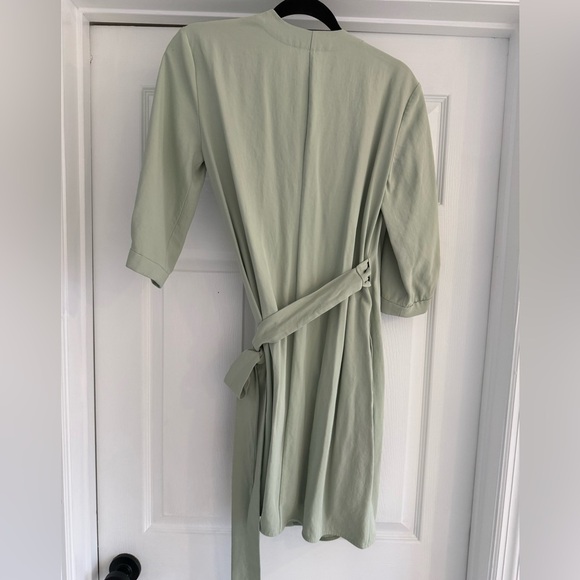 EVERLANE Light Green Japanese GoWeave Long-Sleeve Mini Wrap Dress 0 - Picture 9 of 12